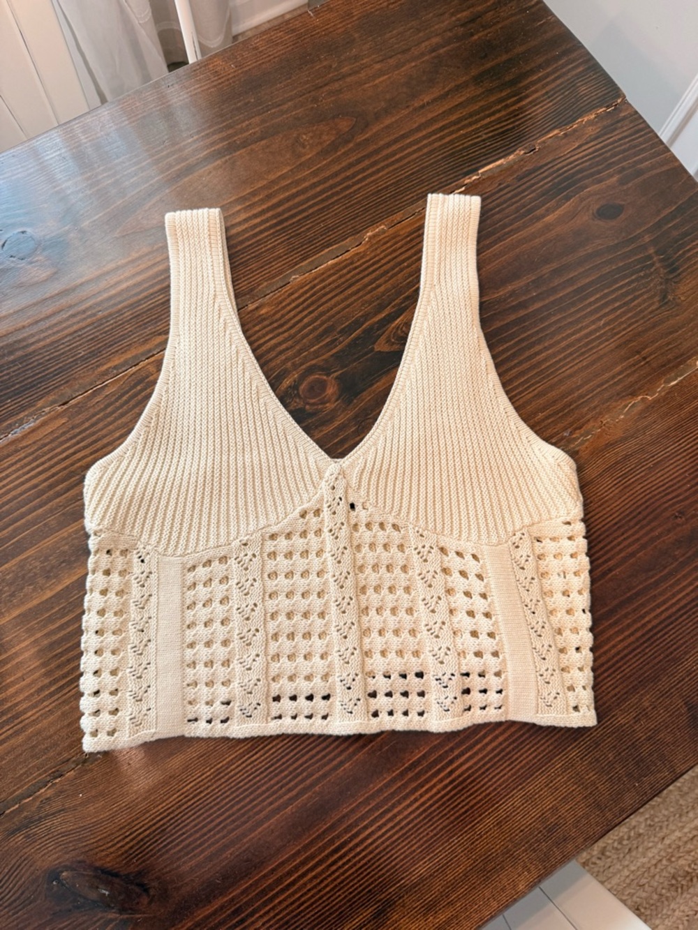 Forever 21 beige crochet tank Sz XL